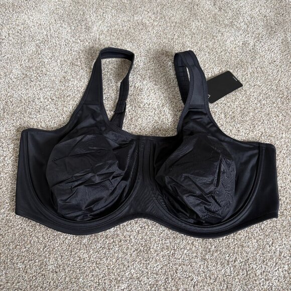 SYROKAN Women's Sports Bra Black Underwire Plus Size 46F NEW - Picture 2 of 10